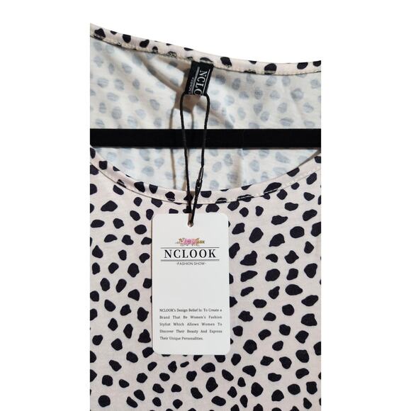 NCLOOK Womans Babydoll Loose Ruffle Dress Crewneck Khaki Spots Plus Size 3XL New - Picture 2 of 8